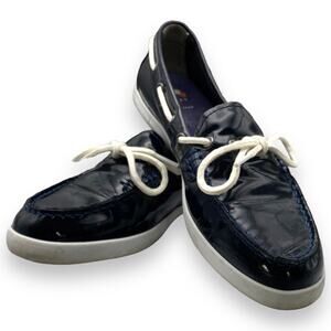 Women's, Size 8.5, Cole Haan, Navy Blue, Patent Leather, Boat Shoes